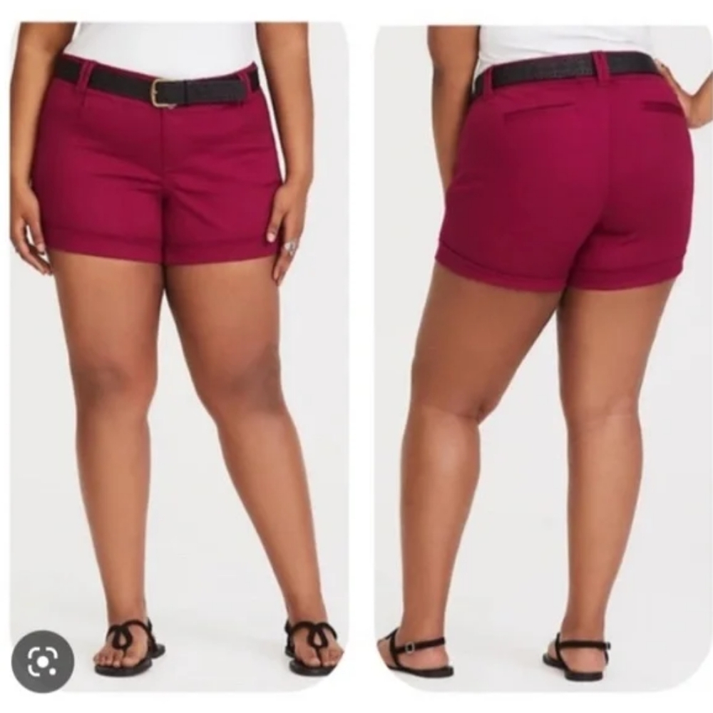 Plus Size 14 Torrid Deep Pink Sateen Shorts New stretchy